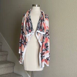 Skies Are Blue Sz M Tribal Aztec Draped Shoulder Open-Front Cardigan